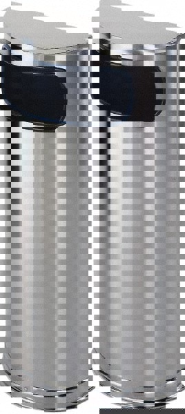 European and Metallic Series Half-Round Waste Receptacle, 9 gal, Steel, Satin Stainless